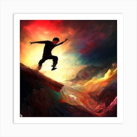 Skateboarder In The Sky Art Print