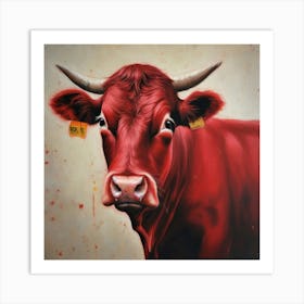 Red Cow Art Print