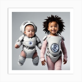 Two Children Dressed As Robots 3 Art Print