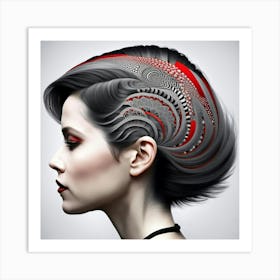 the girl with the fractal hair Art Print