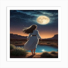 Full Moon In The Desert Art Print