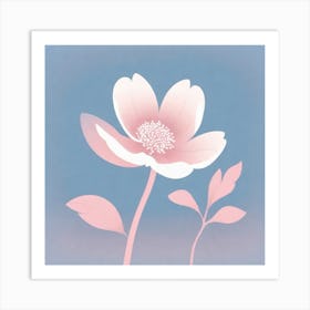 A White And Pink Flower In Minimalist Style Square Composition 405 Art Print