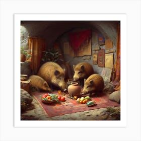 Pig Family Art Print