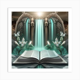 Open Book With Waterfall 5 Art Print