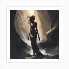 Woman In A Cave Art Print