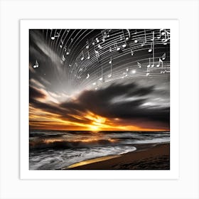 Music Notes At Sunset 6 Art Print