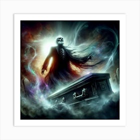 Skeleton In A Coffin Art Print