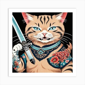 Samurai Cat 4 Art Print