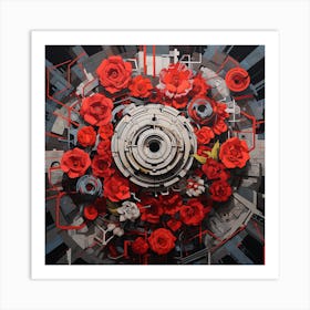 Robots And Roses Art Print