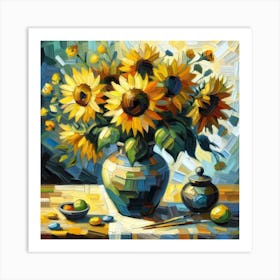 Sunflowers In A Vase 1 Art Print