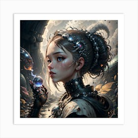 Girl With A Crystal Ball Art Print