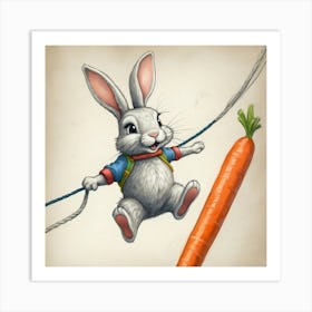 Rabbit On A Rope 5 Art Print