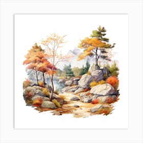 Watercolor Autumn Landscape 74 Art Print