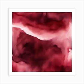 Beautiful burgundy wine abstract background. Drawn, hand-painted aquarelle. Wet watercolor pattern. Artistic background with copy space for design. Vivid web banner. Liquid, flow, fluid effect. Art Print