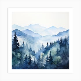 Watercolor Of Mountains 6 Art Print