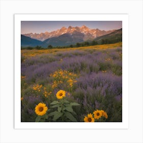 Sunflowers In The Meadow 1 Art Print