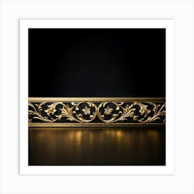 Bright Gold Metallic Border Smooth Texture Intricate Filigree Patterns Glinting Under Soft Diffu Art Print