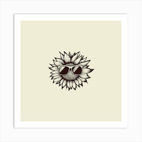 Sunflower With Sunglasses Art Print