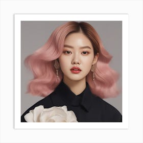 Korean Girl With Pink Hair 1 Art Print