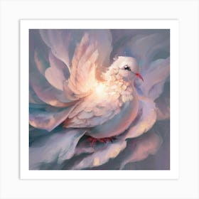 Abstract Painting Of Luminescent Dove 1 Art Print