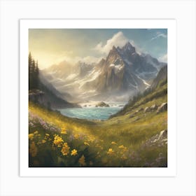 Symphony of Sunlit Peaks Art Print