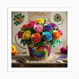 Rainbow Roses Art Print