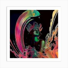 Portrait of a girl, colourful, artwork Print, "Feeling Alive" Art Print