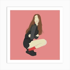 Girl Crouching Down Art Print