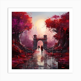 Romantic Walk In The Park Art Print