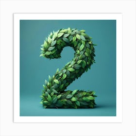 Number Two Made Of Leaves Art Print