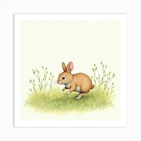 Rabbit Running In Grass Art Print