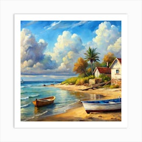 Boats On The Beach Art Print