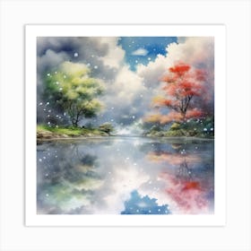 Trees In A Lake Art Print