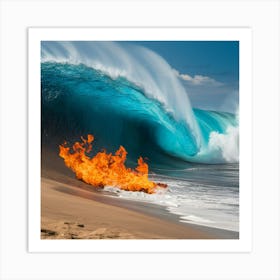 Fire On The Beach 3 Art Print