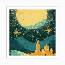 Moon And Stars Art Print