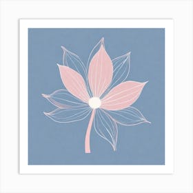 A White And Pink Flower In Minimalist Style Square Composition 186 Art Print