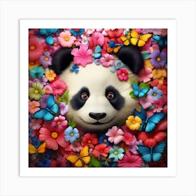 Panda Bear In Flowers Art Print