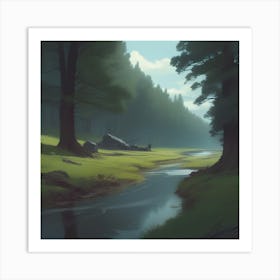 River In The Forest 75 Art Print