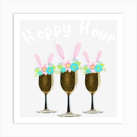 Punny Easter Happy Bunny Wine Drinking Top Men Women Art Print