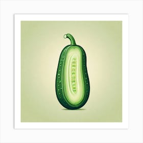 Cucumber On A Green Background 4 Art Print