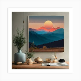 Sunset Over Mountains 2 Art Print