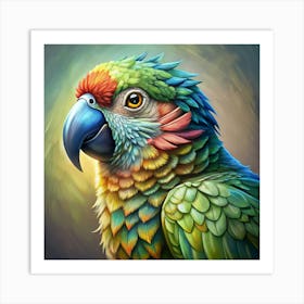 Closeup Of A Green And Red Macaw Art Print