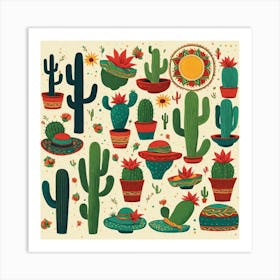 Mexican Cactus Set 2 Art Print