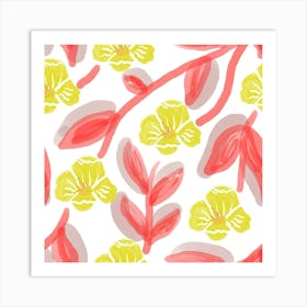 Yellow And Red Flowers Art Print