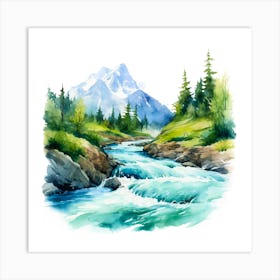 Watercolor Mountain Stream 5 Art Print