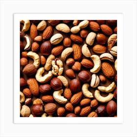 Nuts On A Black Background 7 Art Print