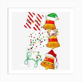 Ho Ho Ho Bell Lights Santa Hat Reindeer Elf Christmas Funny Art Print