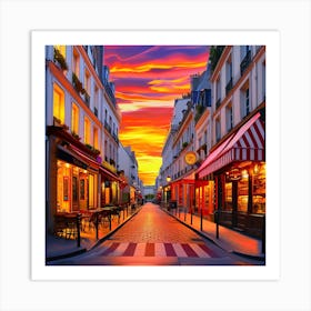 Sunset In Paris Art Print