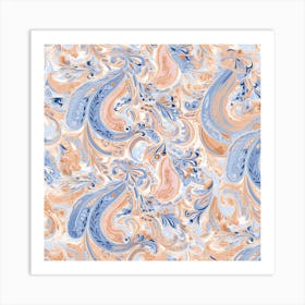 Blue And Pink Paisley Art Print