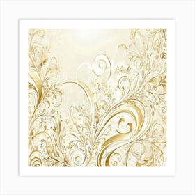 Gold Floral Background 1 Art Print